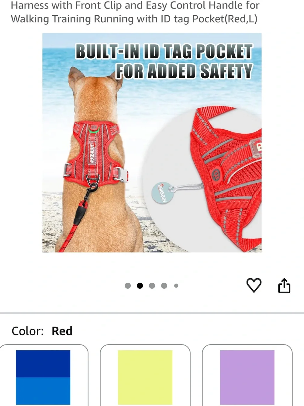 Barkbay Red & Black Padded Dog Harness - Medium